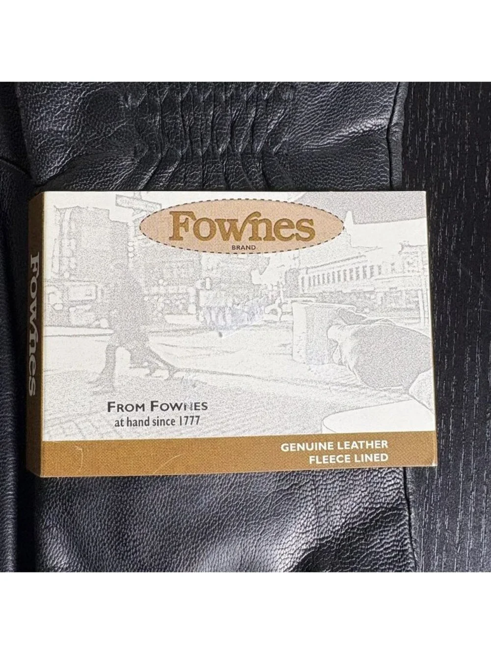 Vintage FOWNES Womens Size 7.5 Black Leather Gloves Fleece Lined NEW